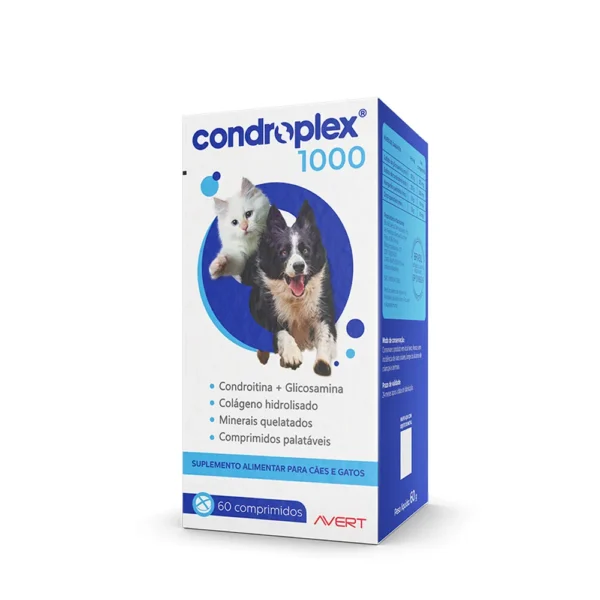 Condroplex 1000 Suplemento Avert para Cães e Gatos 60 Comprimidos