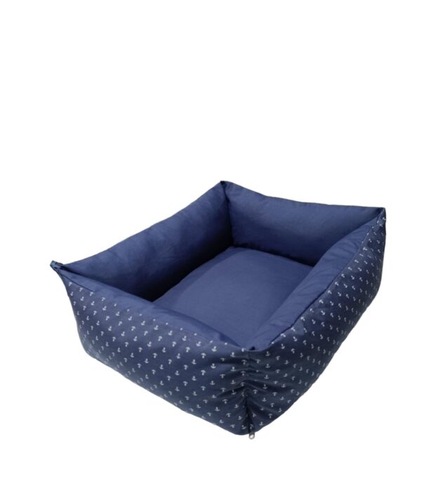 Cama Pet Bolinha e Ancoras G - Ancora/Azul Escuro