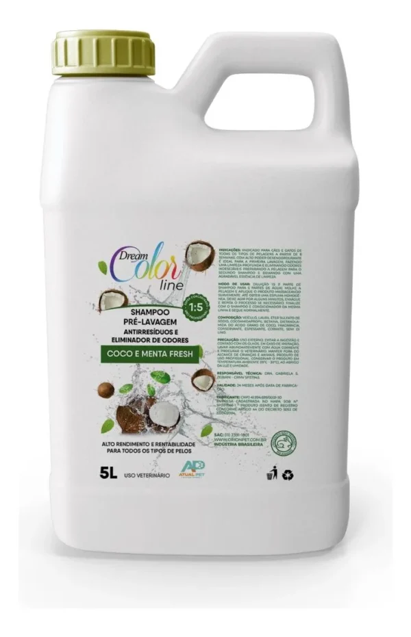 Shampoo Dream ColorPré Lavagem Coco Menta Fresh - 5 LITROS (Atual Pet)