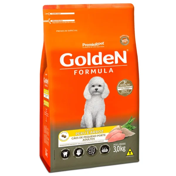 Ração Golden Formula Adulto Peru e Arroz Mini Bits 3kg