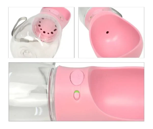 Garrafa Água Bebedouro 350ml Portátil Pet Cachorro Passeio Cor Rosa