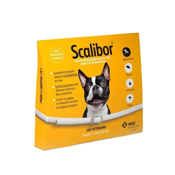 Coleira Antipulga Scalibor Cães Médios e Pequenos 48 cm