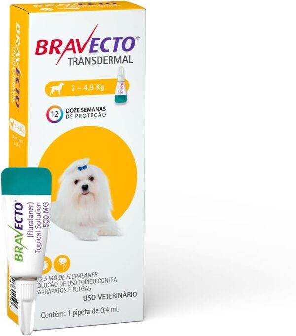 Antipulga e Carrapato Bravecto Cães Transdermal 02 a 4,5 kg