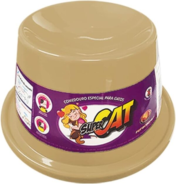 COMEDOURO PLAST. GATO SUPER CAT - 200ML - MARROM